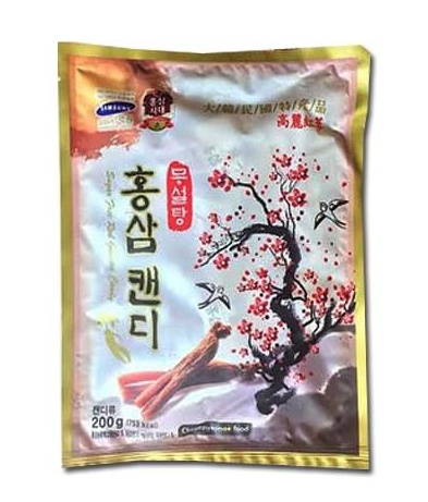 Kẹo Sâm Vitamin Cành Đào Hàn Quốc Không Đường 200g
